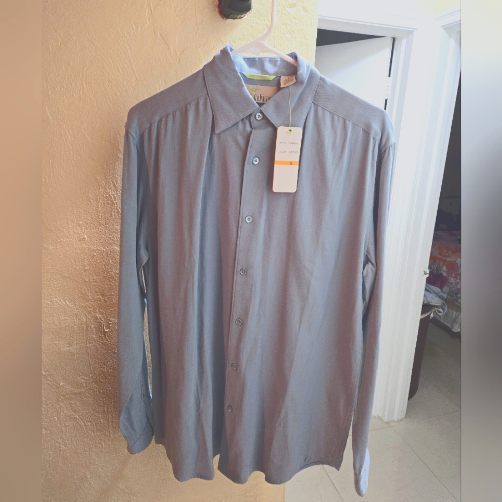 Cubavera Miami Dolphins Silk Blend Button Up Shirt Men Small Long Sleeve NWT